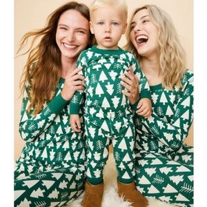 Hanna Andersson Pajama Set Womens Sz Large Organic Green Holiday Tree Christmas
